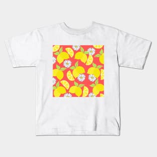 Lemon Pattern with Daisies Kids T-Shirt
